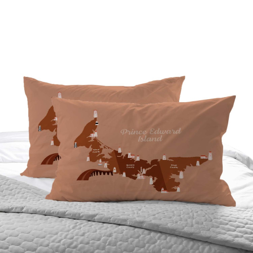 PEI Lighthouses map pillowcase